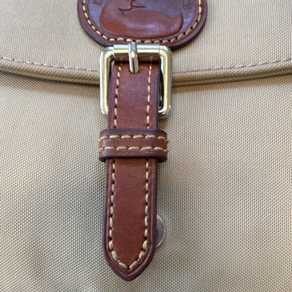 Dooney Bourke Nylon Flap Women\'s Backpack Khaki, Leather Adjustable Strap $139